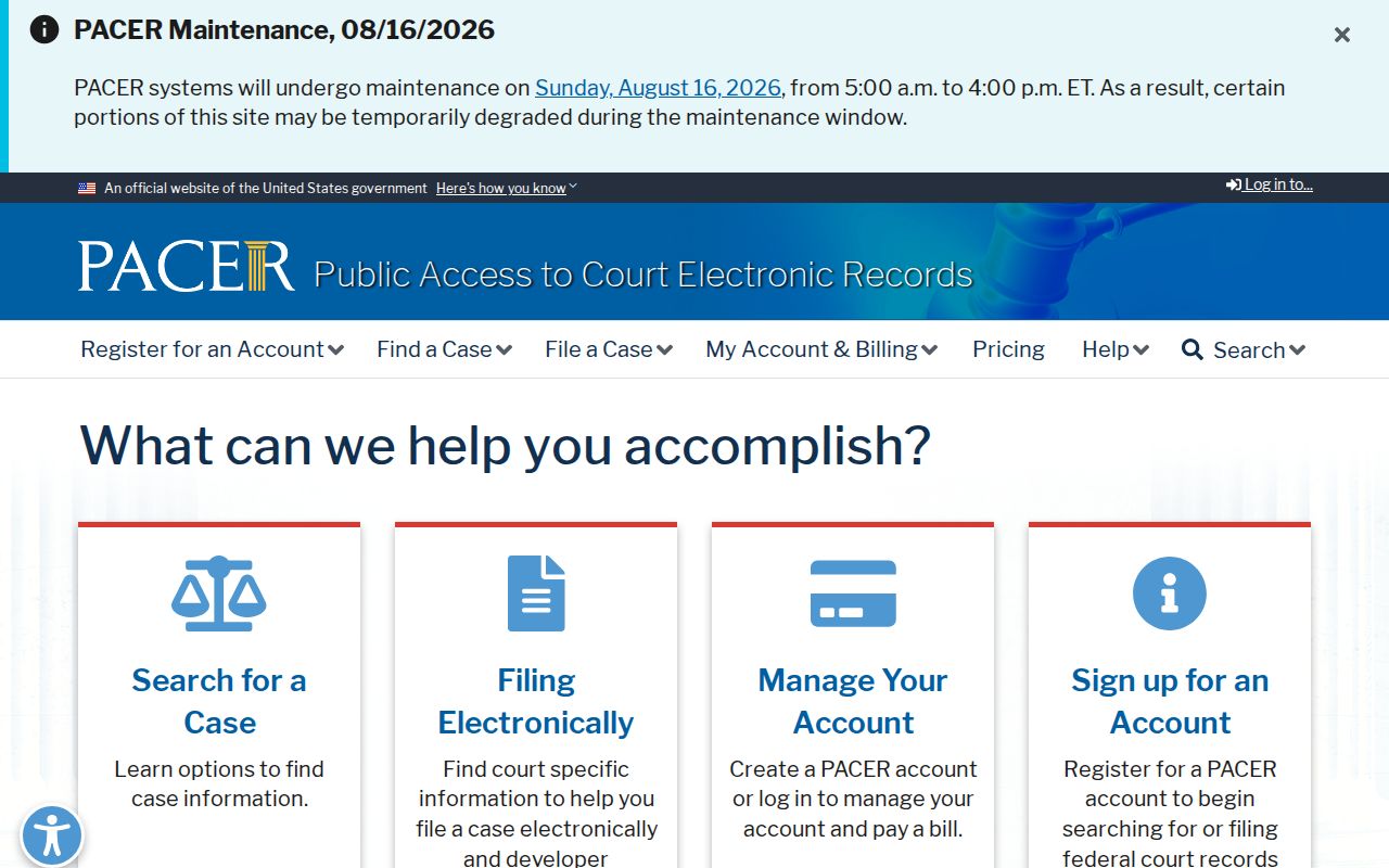 PACER federal record access for Roane County criminal history