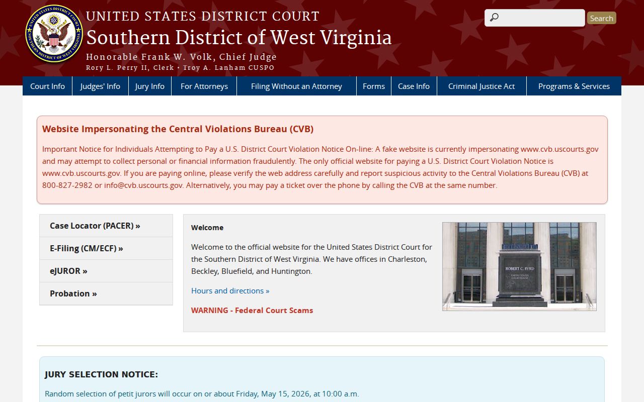 Southern District court serving Roane County criminal records