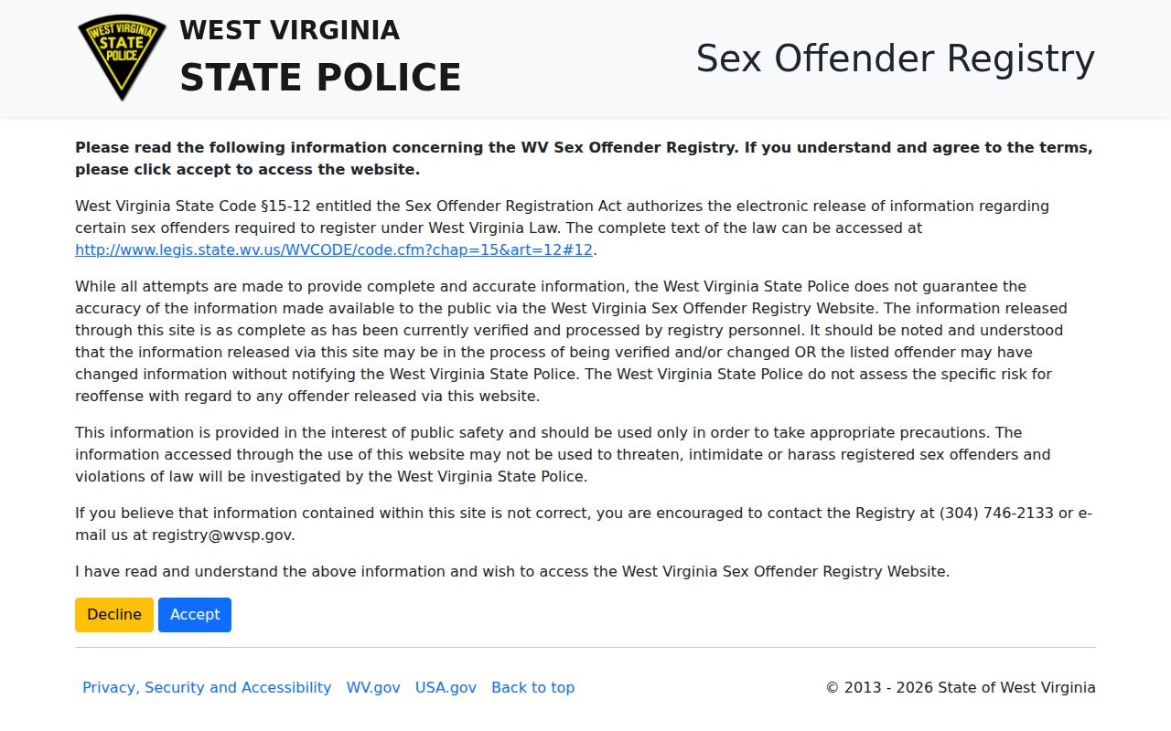 Roane County sex offender registry profile fields without identifying values